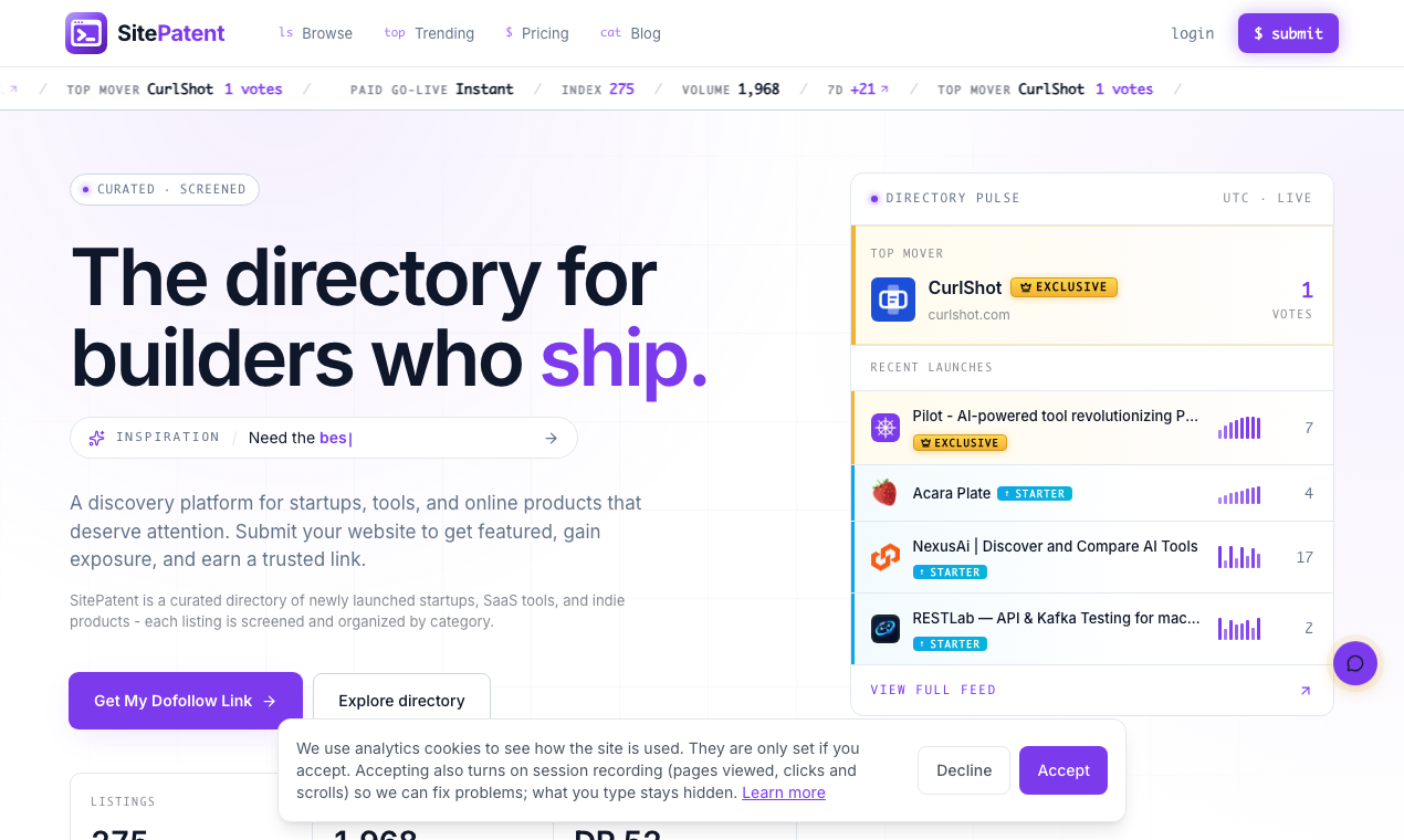 SitePatent screenshot